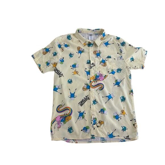Cartoon Network Button Up Shirt Adventure Time Rare Short‎ Sleeve Small - Picture 1 of 7